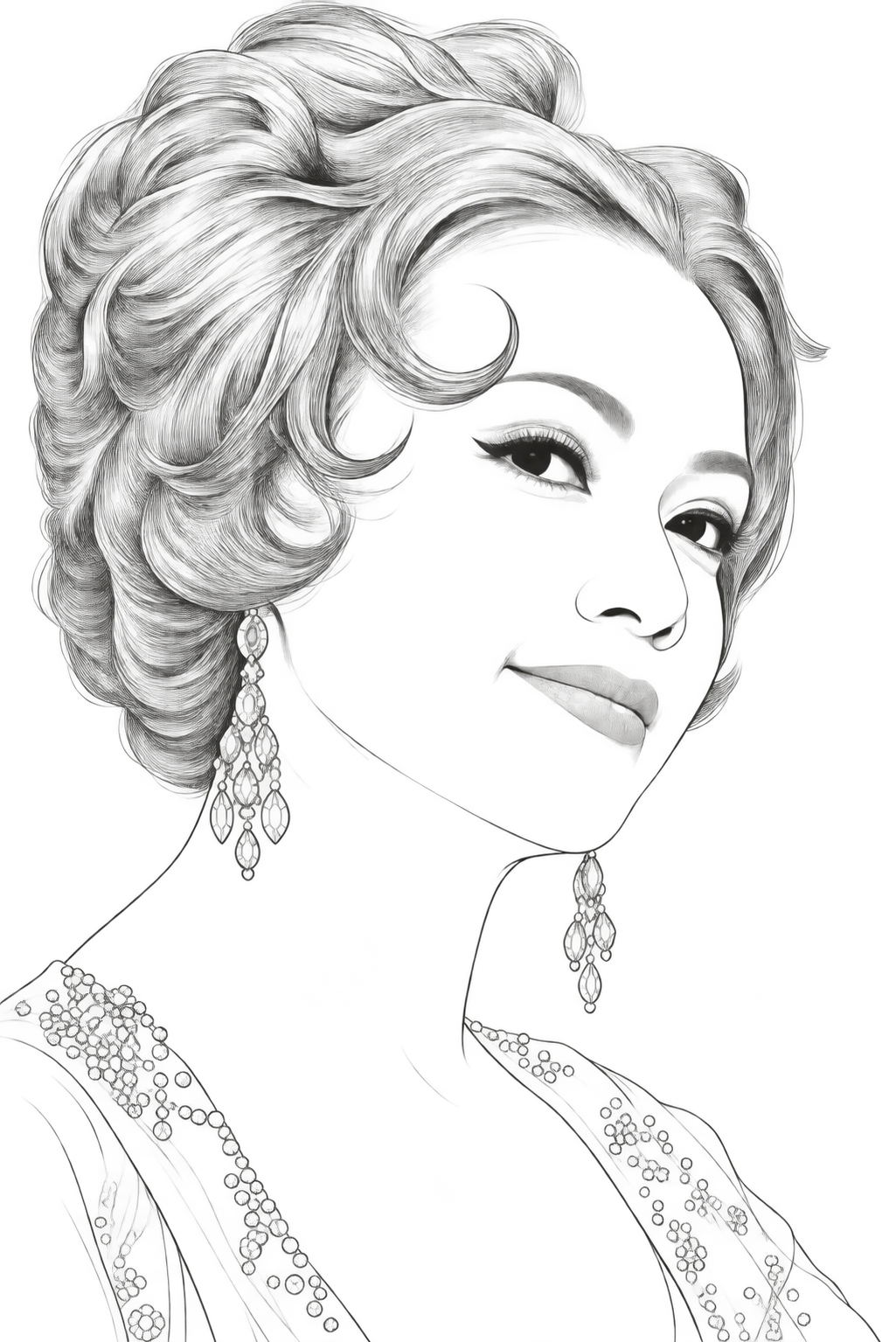 Line-art portrait of Saloma